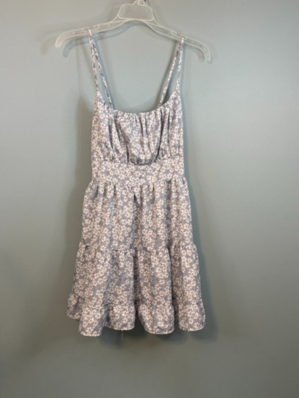 SHEIN Floral Ditsy Ruffle Tiered Cami Dress Blue White Sz SP - Picture 2 of 13